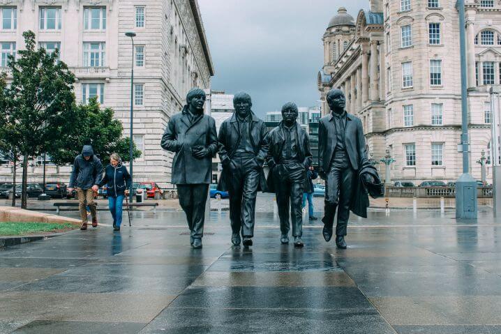Statue of the Beatles in central Liverpool